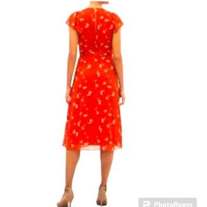 NEW Banana Republic Red Flutter Sleeve Mid Dress Size 8